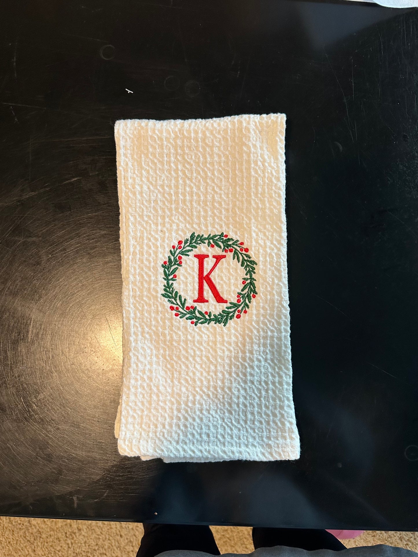 Monogramed Christmas Dish Towel